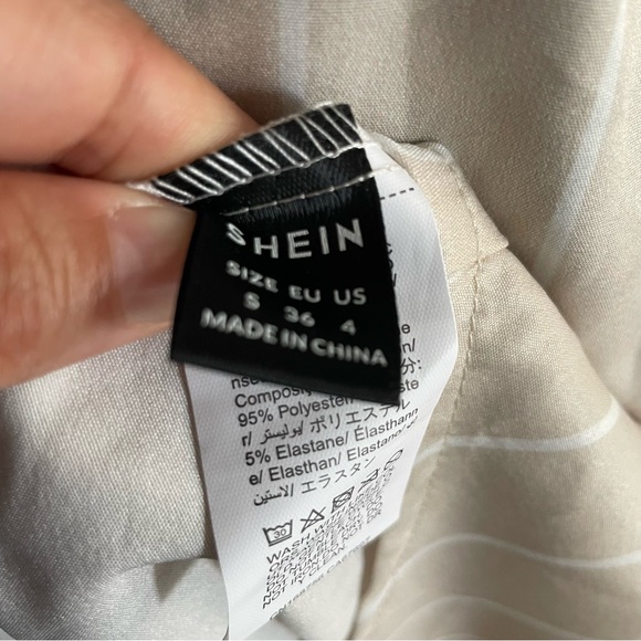 SHEIN Cream and white striped Midi Shirt Dress size small - Picture 7 of 7